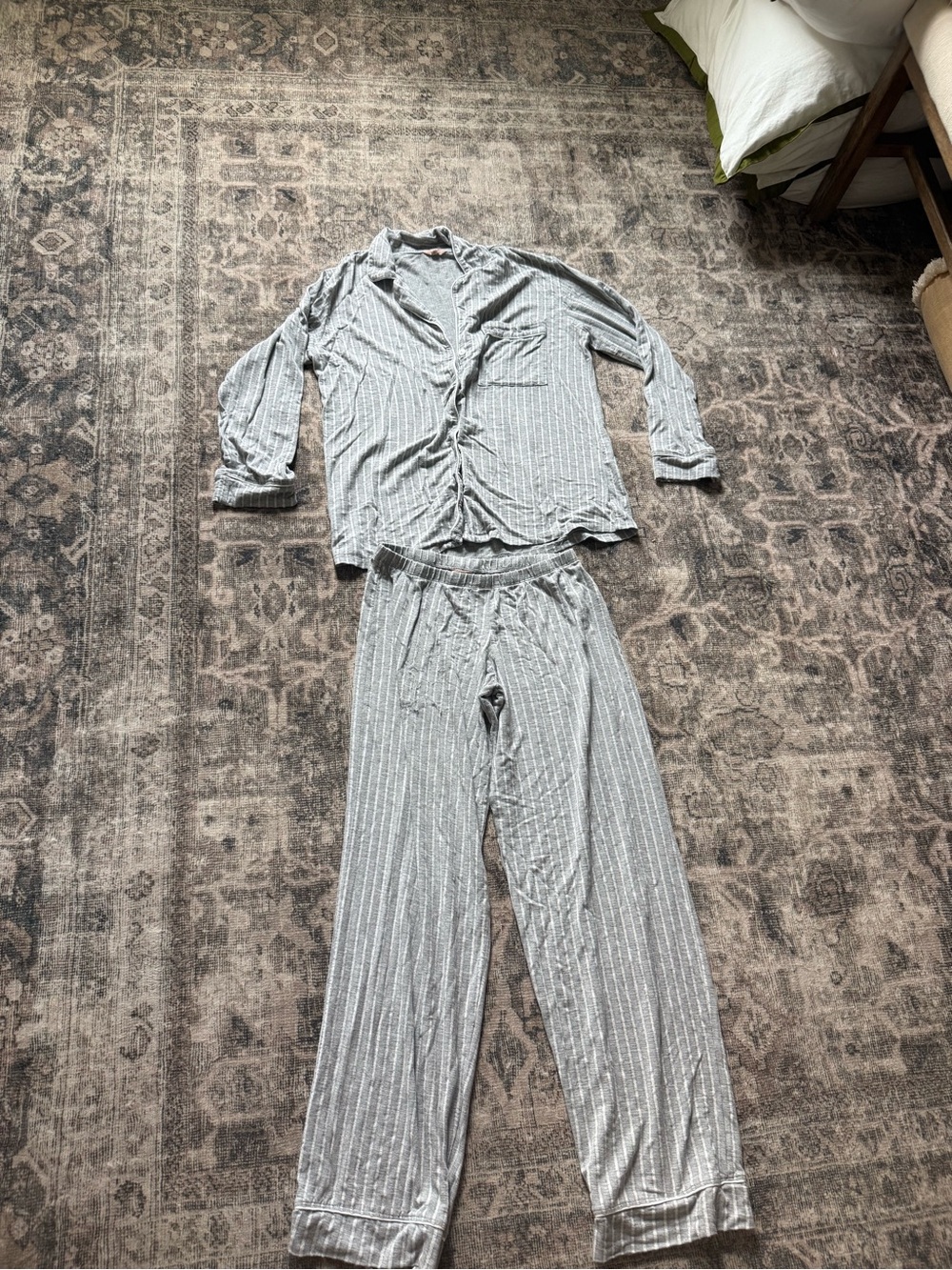 Eberjey Light Gray Striped Pajama Set